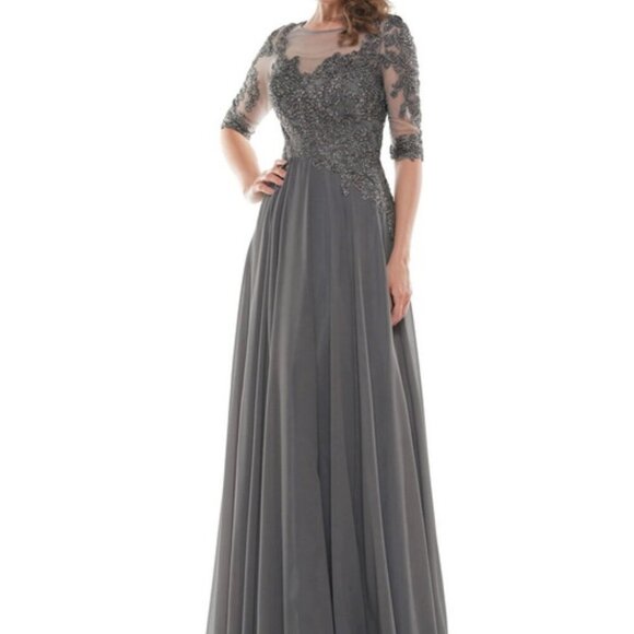 Marsoni by Colors Charcoal Beaded Embroidered A-Line Dress